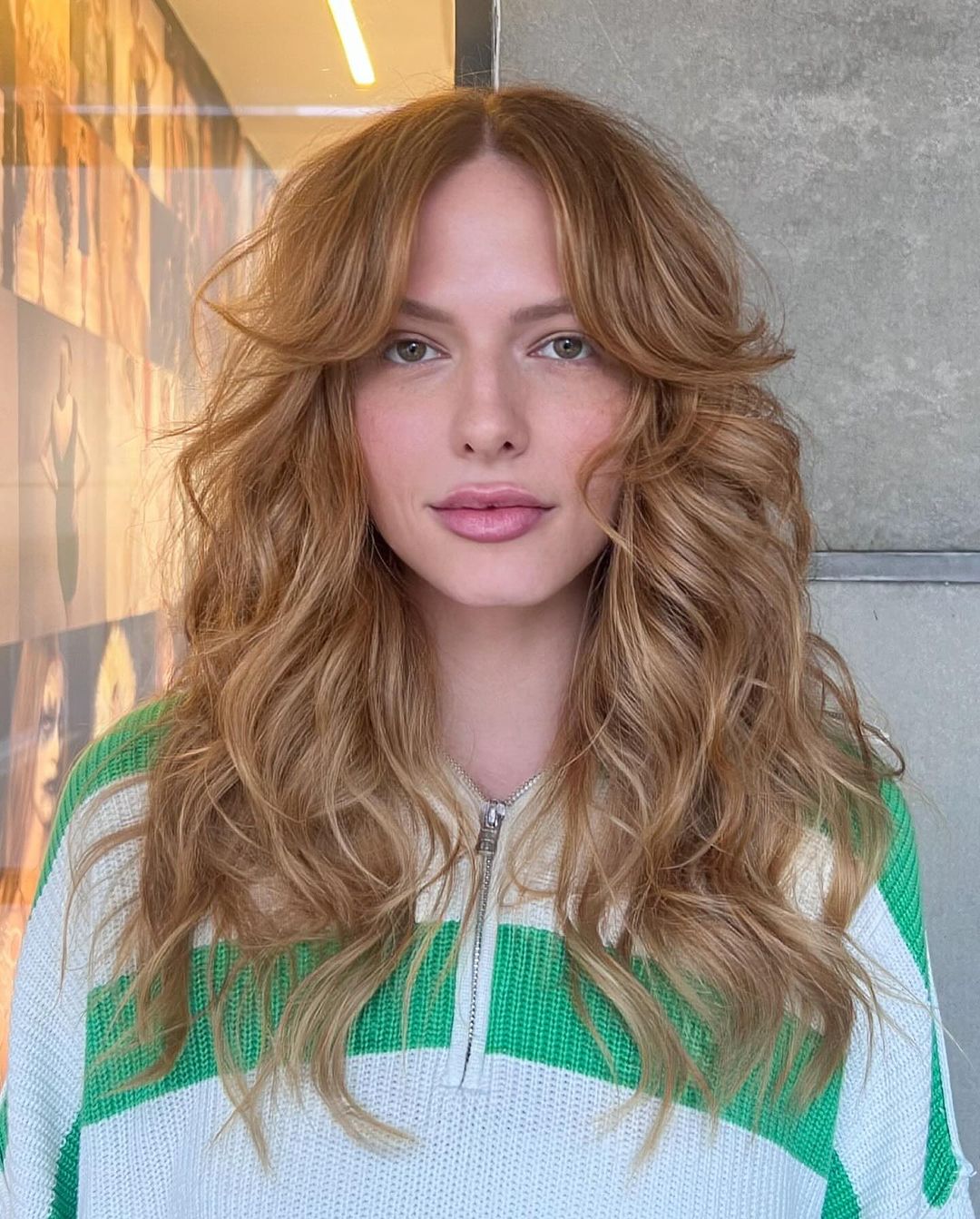 Long Loose Curls with Face Framing Bangs