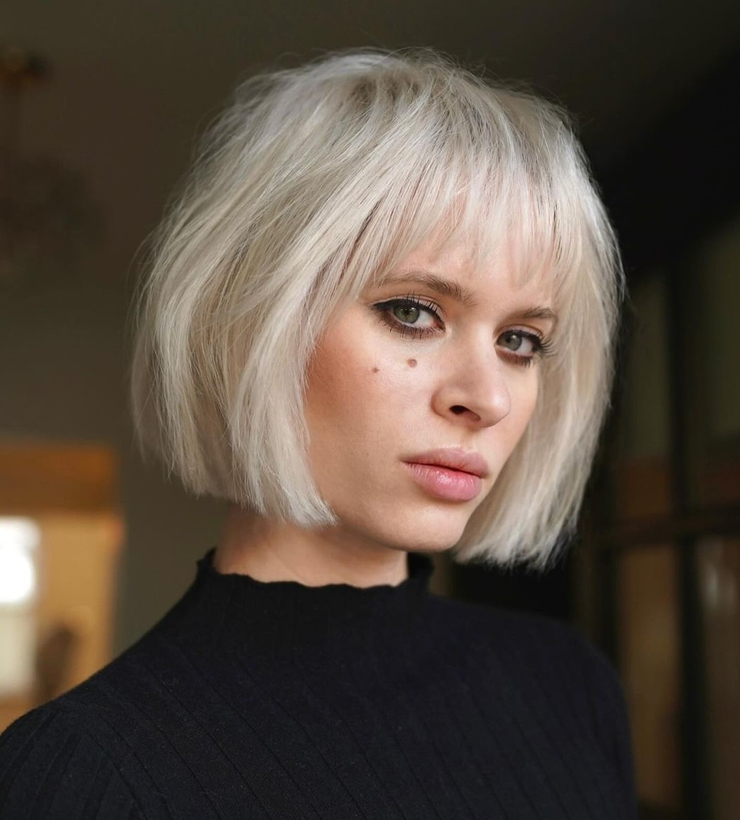 Blunt Chin Length Bob with Wispy Bangs